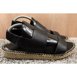 Cole Haan Espadrille Sandals Womens Black Leather Casual Summer Shoes
